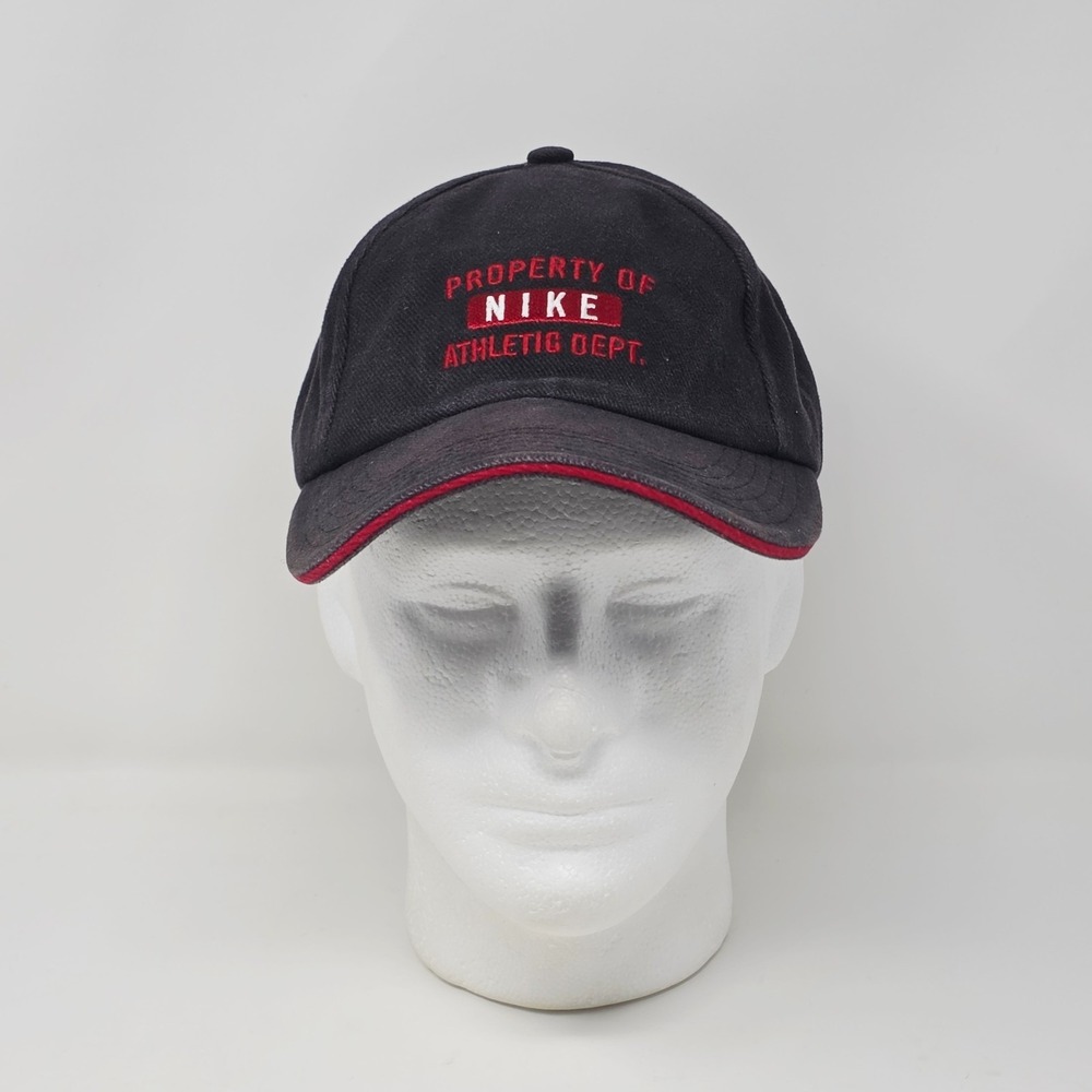 Nike Athletic Dept Hat Cap Faded Black Red Stitched Y2K Retro Sportswear Vintage